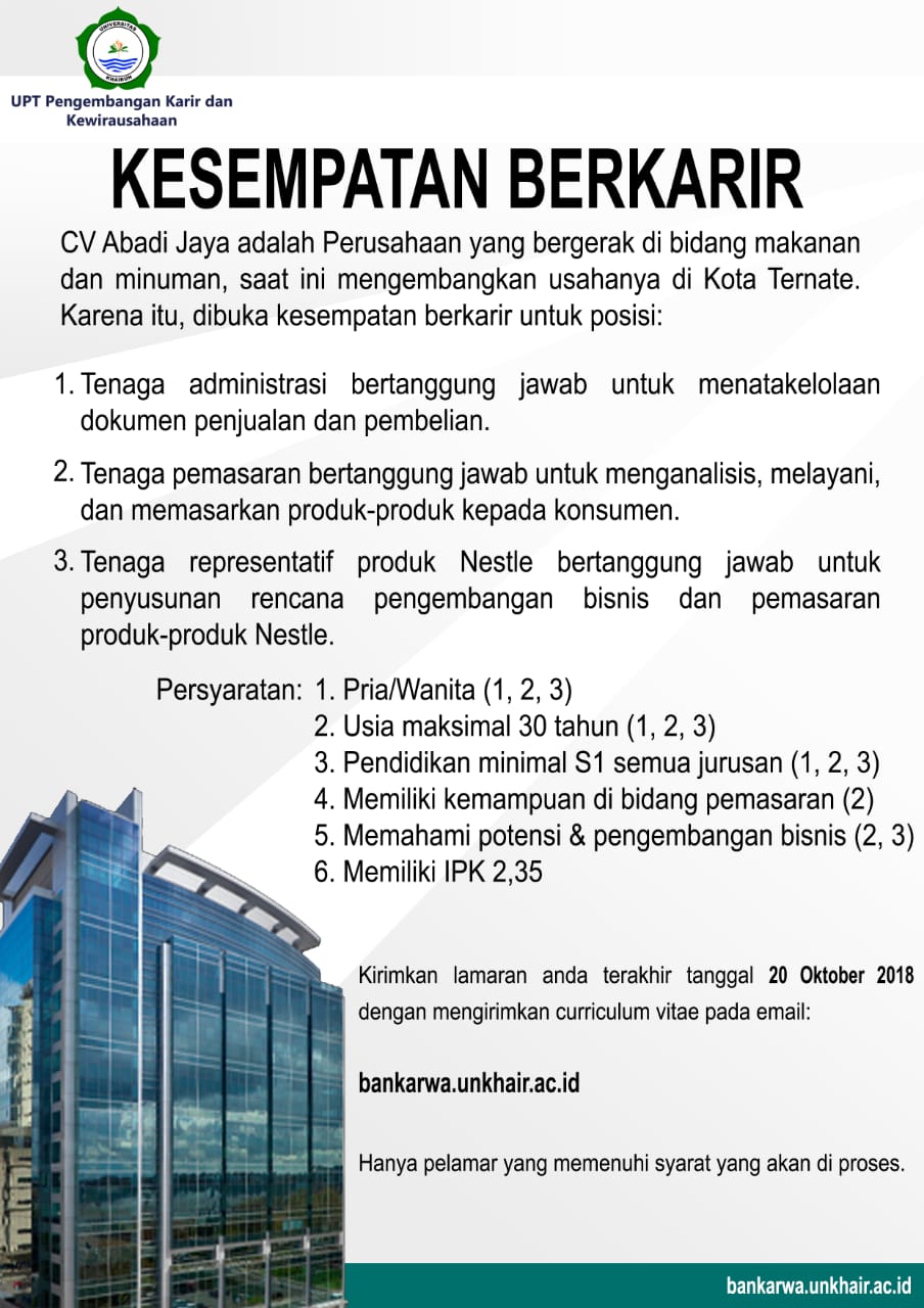Kesempatan Berkarir CV Abadi Jaya